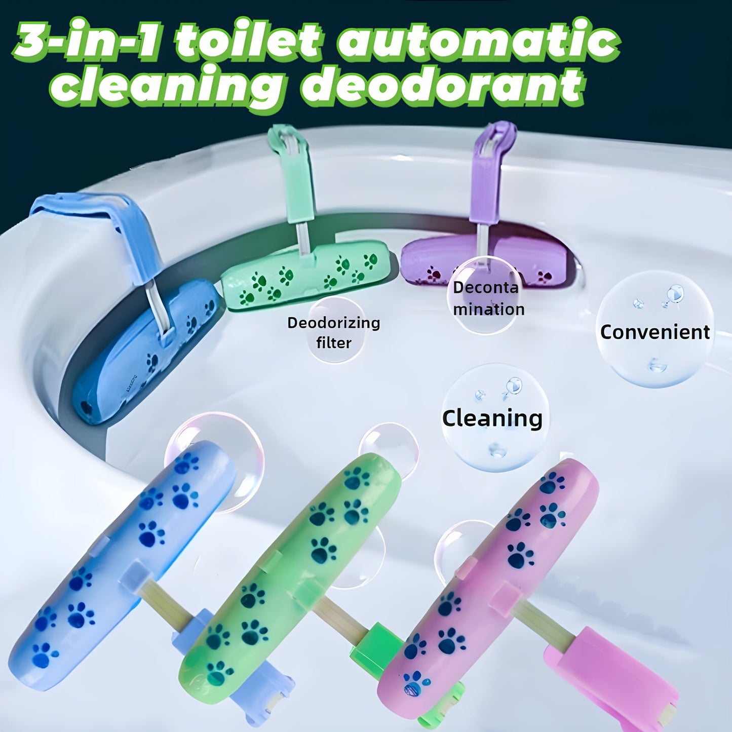 3-in-1 Automatic Toilet Cleaner & Deodorizer Gel - TJR7M9K