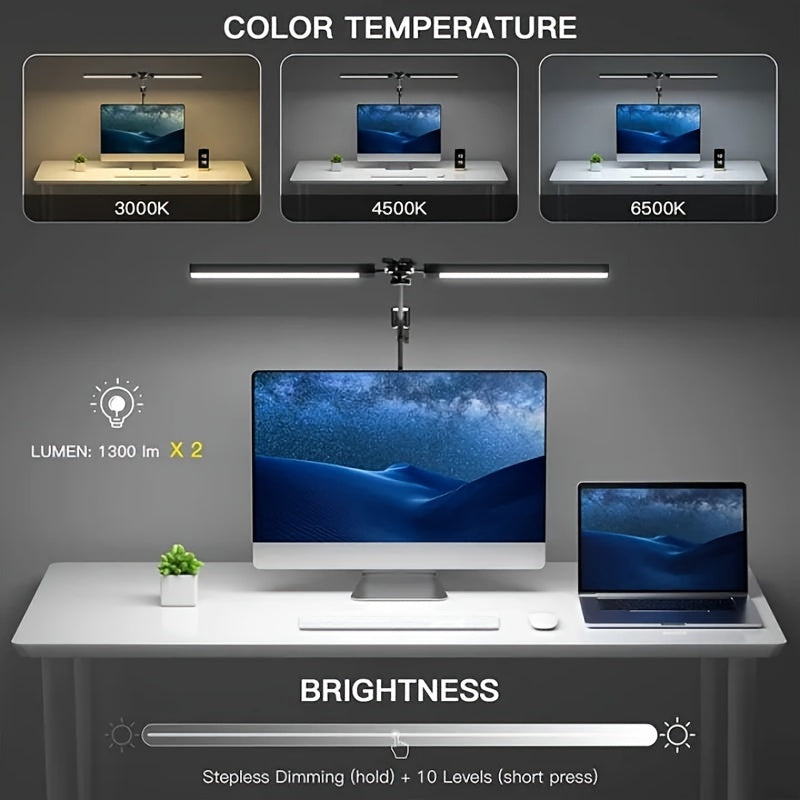 2-in-1 Ultra Wide Double Head LED Desk Lamp - DQB0