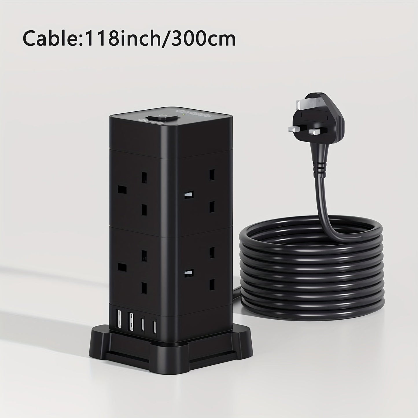 12-Outlet Tower Extension Lead with 4 USB Ports TJR3L6N