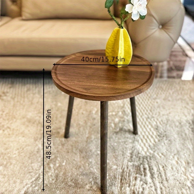 Wooden Round Side Table with Storage Rack - M2NJ