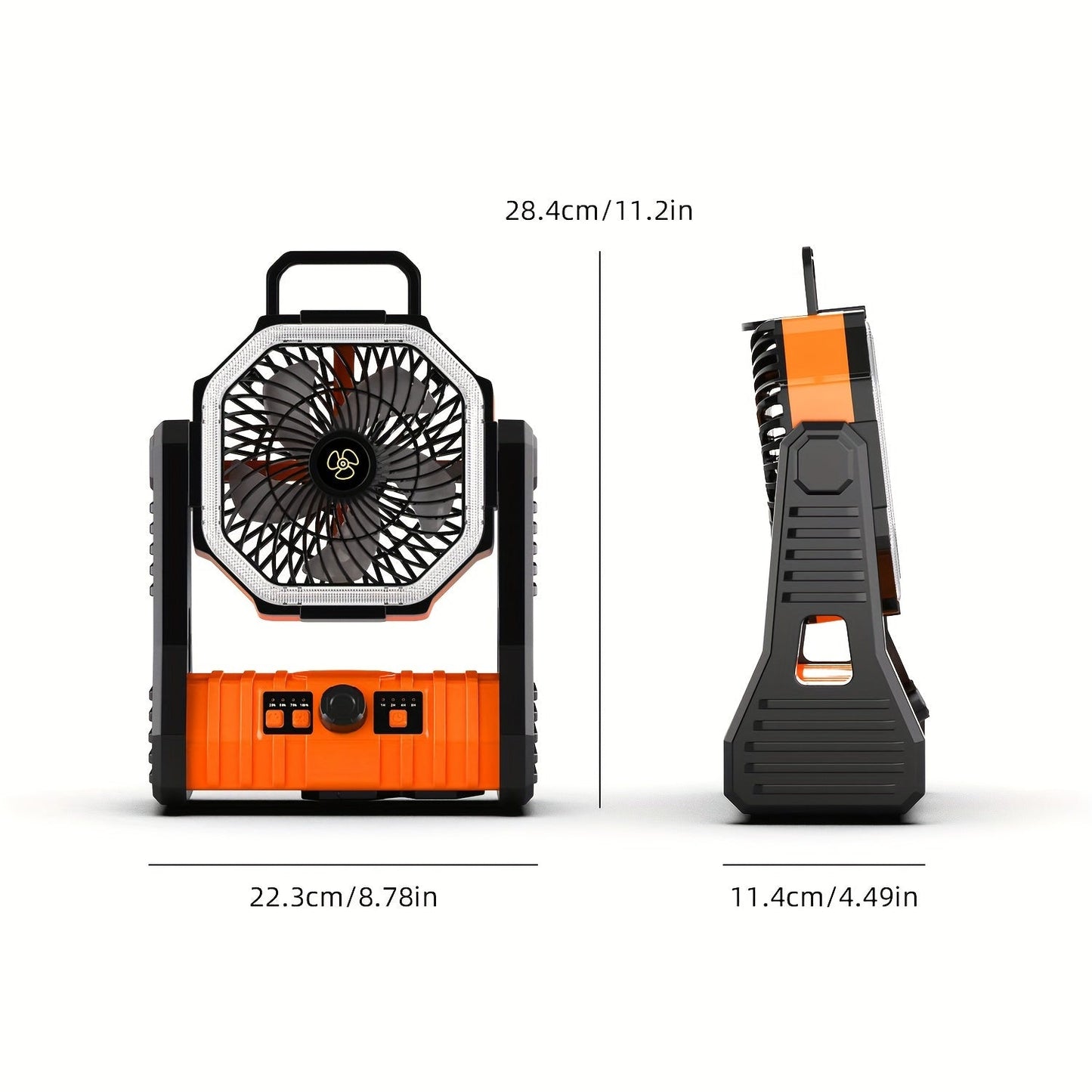 Portable Camping Fan, USB Rechargeable, LED Light, Cooling – TJR4M8Y