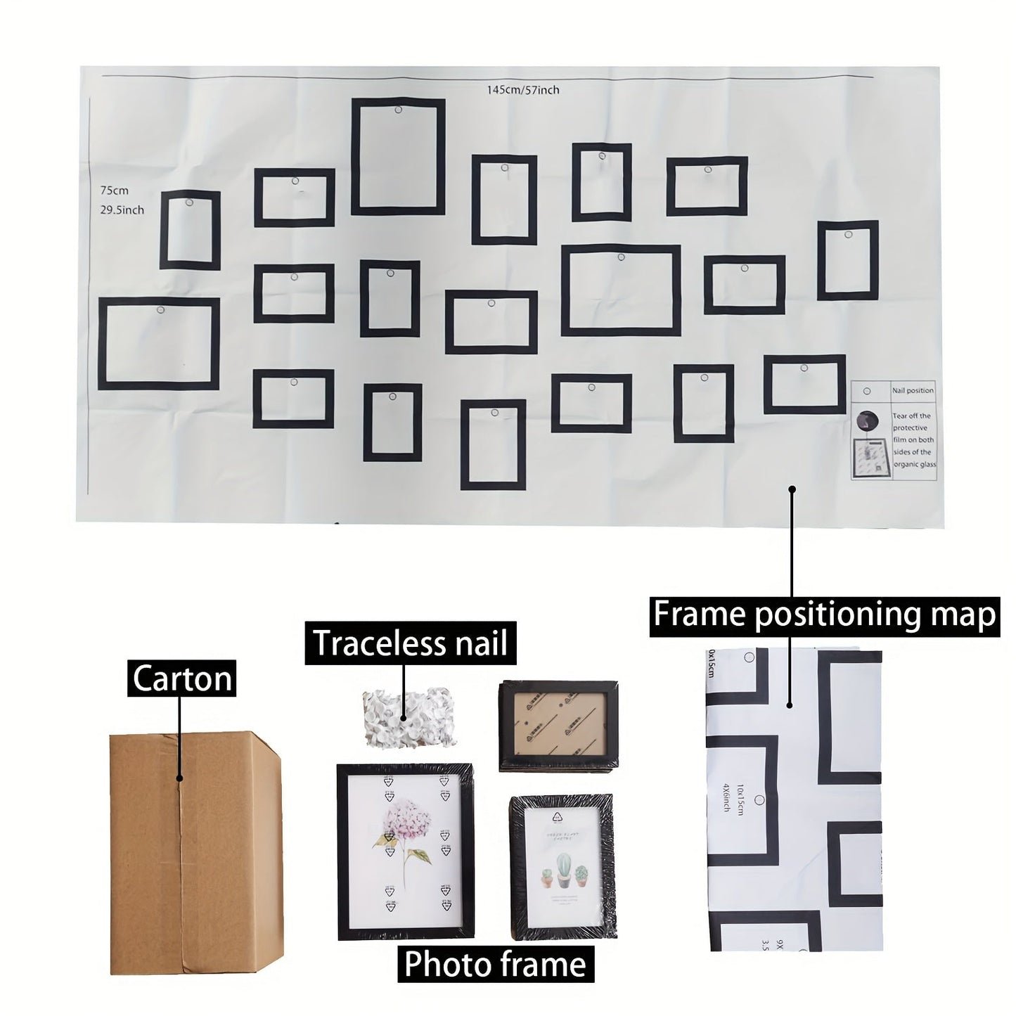 19Piece Wooden Photo Frame Wall Set-P17T