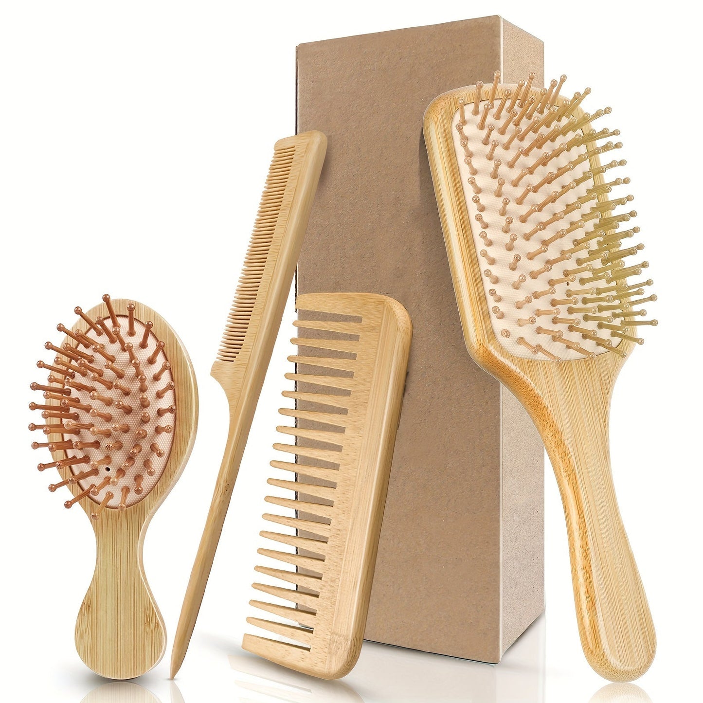 4pcs/Set Bamboo Wooden Hairdressing Comb - TCG8