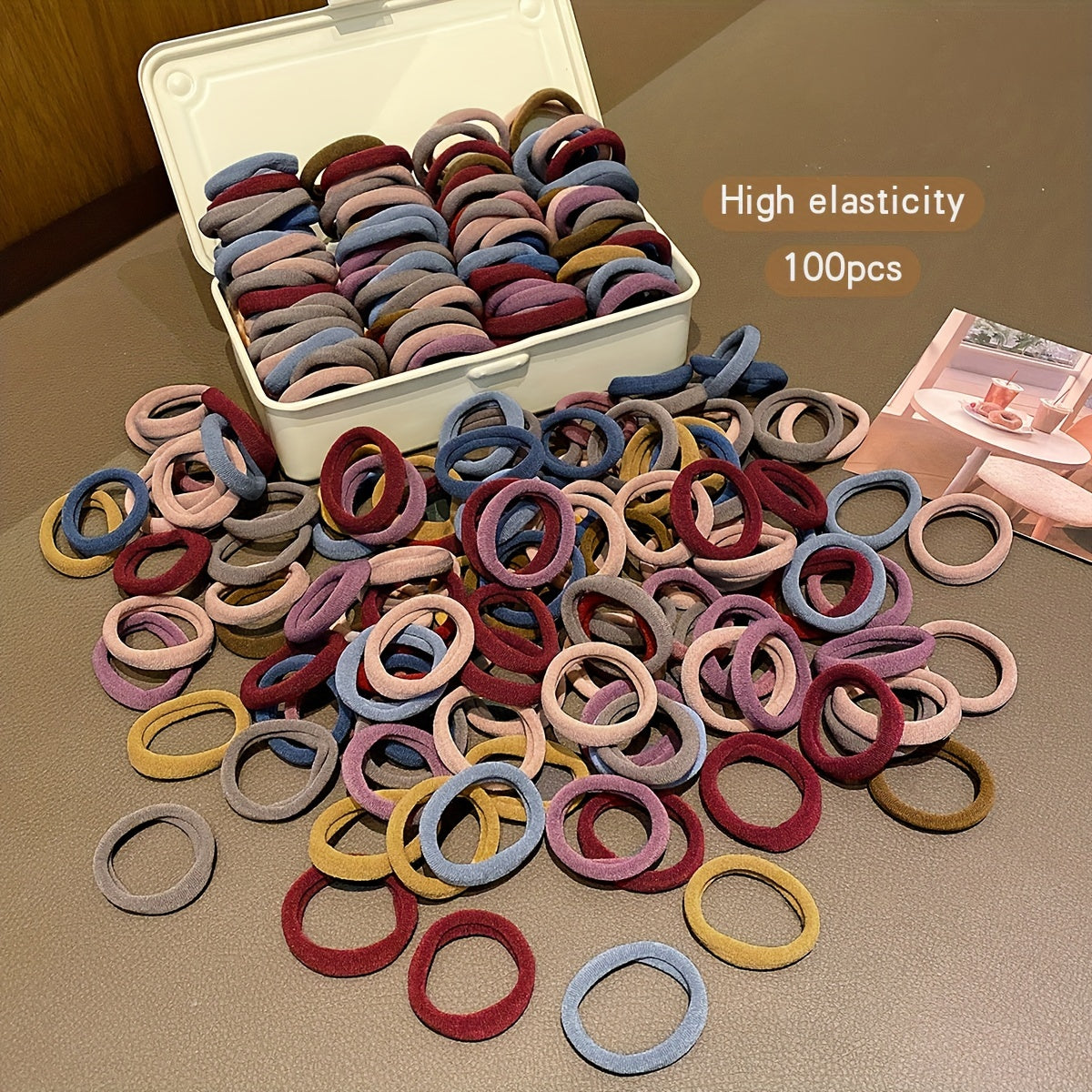 100pcs Vintage Bohemian Jersey Hair Ties - H2SN