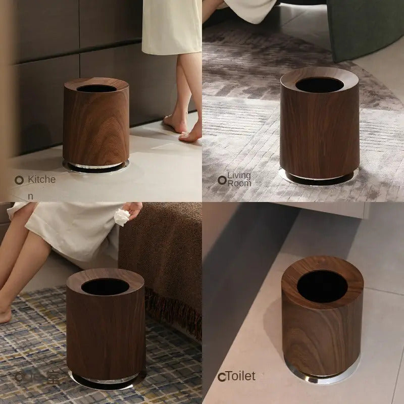 Wood Grain Trash Can, Large Dual-Compartment TJR7L4D