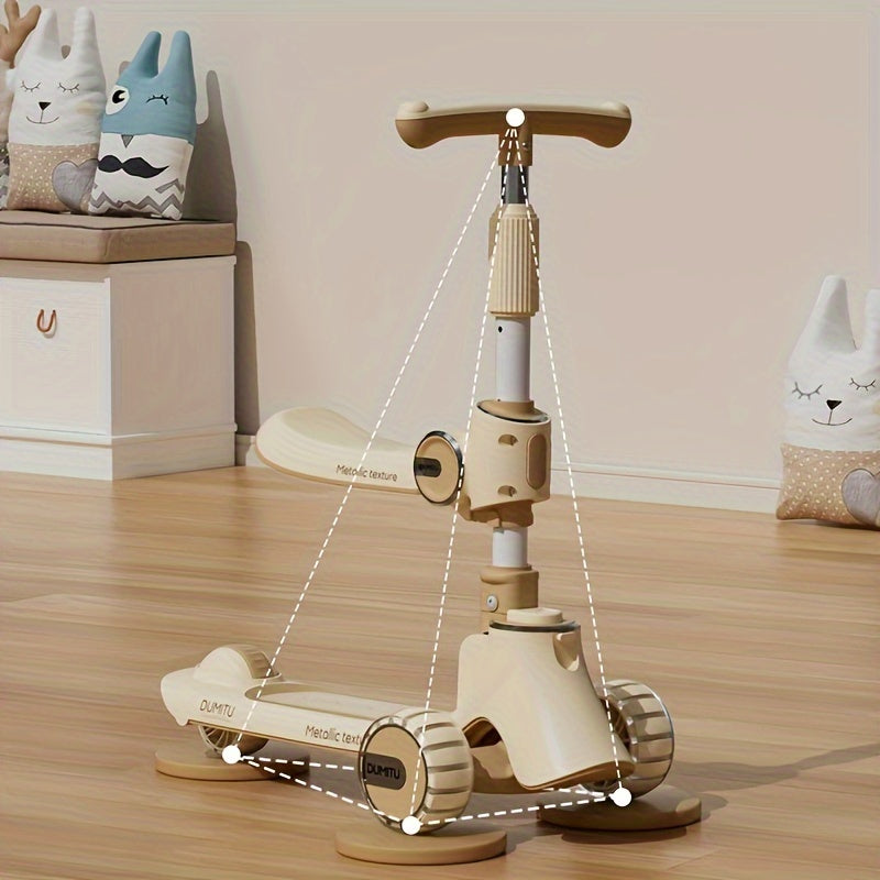 3-in-1 Kids' Scooter with Lights, Foldable & Seat Feature TJR9P6B