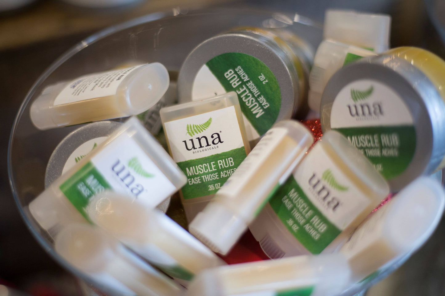 Una Biologicals - Muscle Rub, Herbal Salve: Travel Size