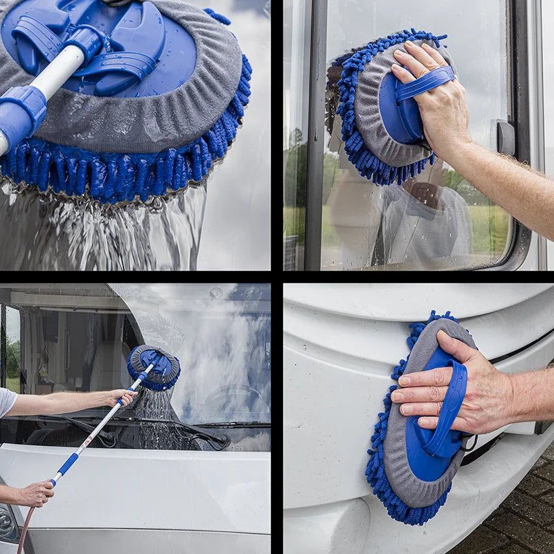 ProPlus Wasborstel chenille microvezel telescopische steel 1,65 m blauw