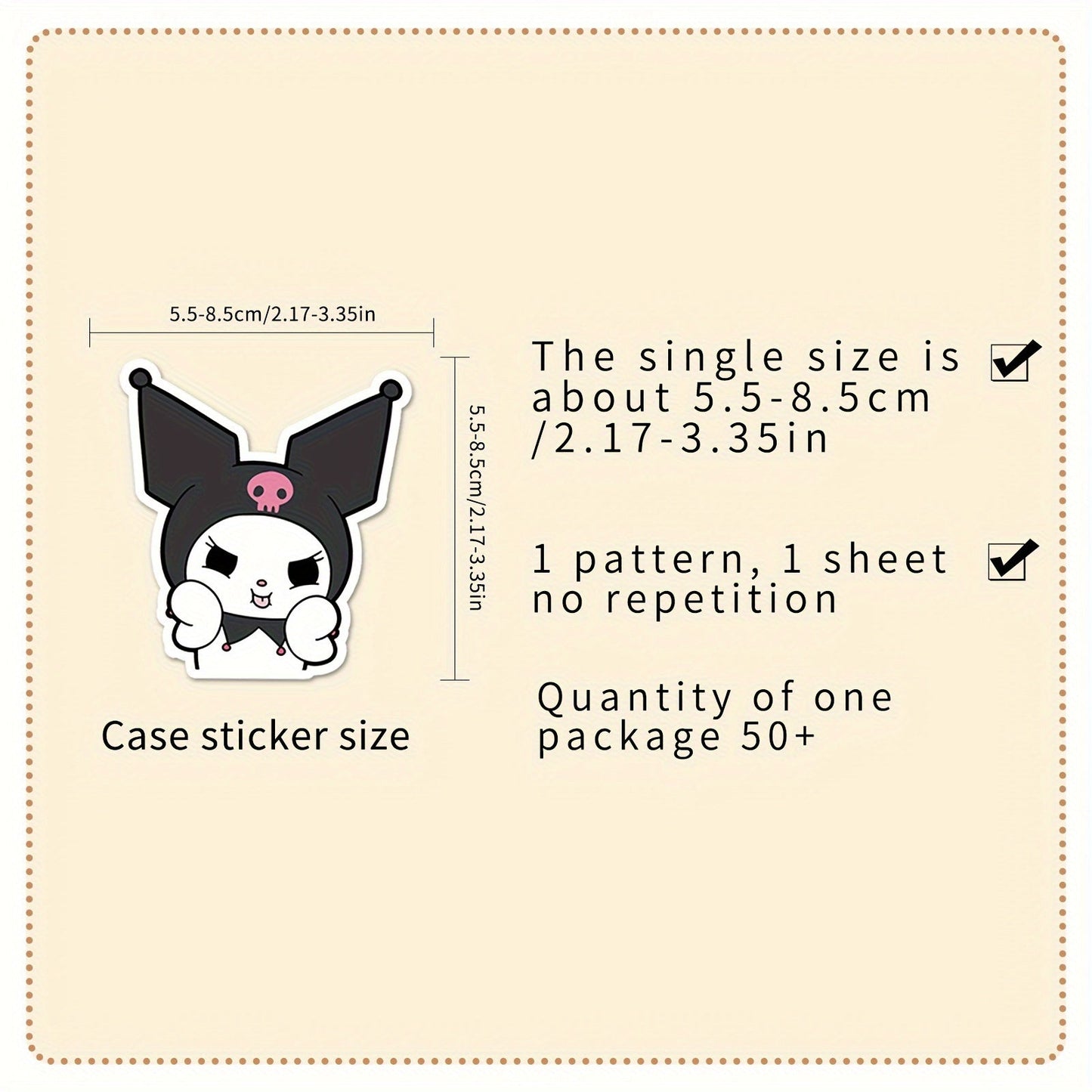 50pcs Sanrio Kuromi Cute Cartoon Anime Stickers - W2DN