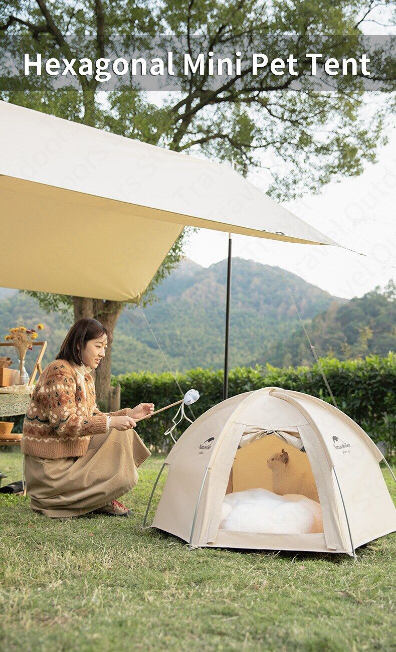 Naturehike Hexagonal Mini Pet Tent Portable Ultralight Cat Camping House Breathable Cotton Cloth Waterproof Outdoor 4 Season Cat Nest 1 Door 2 Window