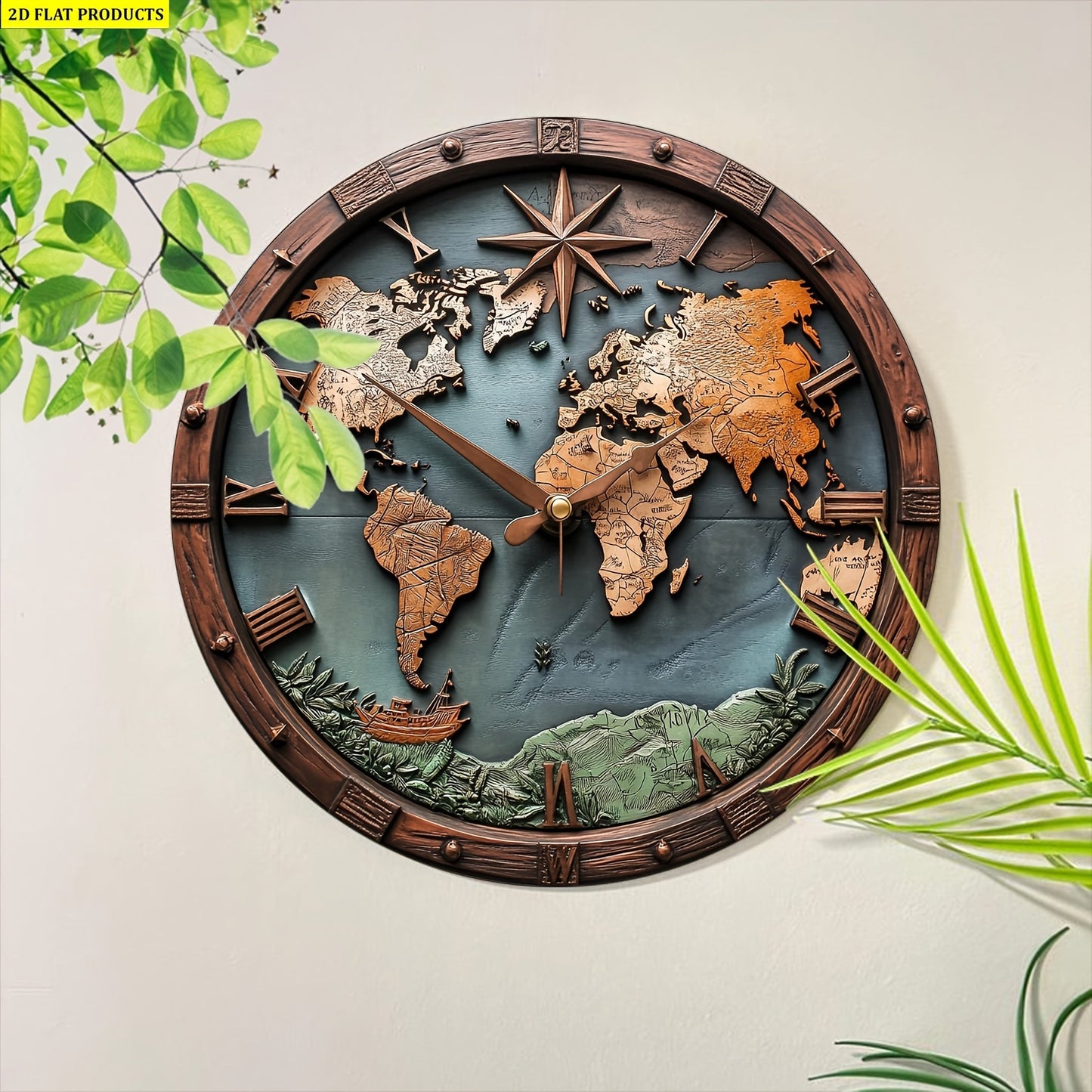 Wooden World Map Wall Art- HMT25HD