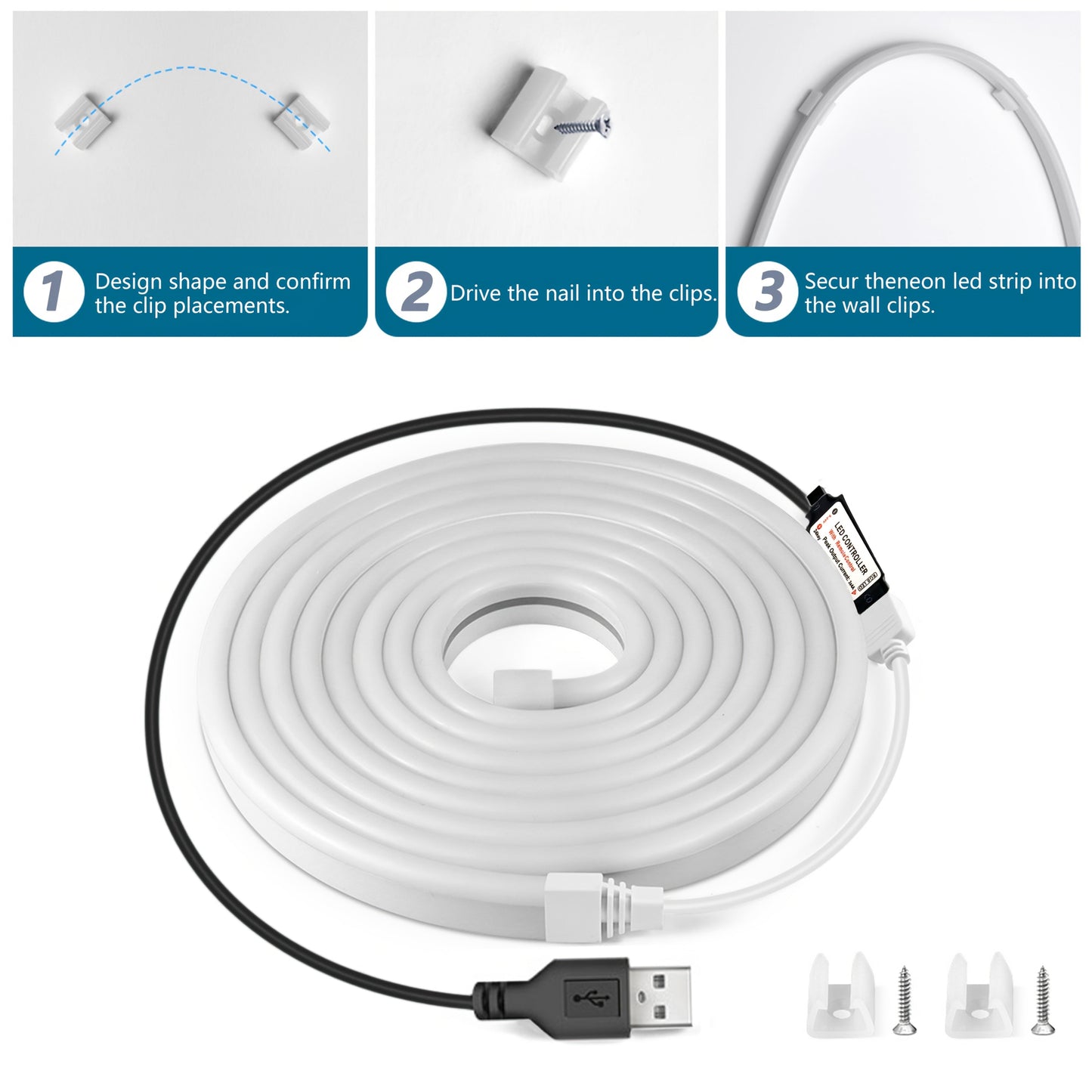 5m RGB LED Neon Light Strip with USB  Remote-EUAD