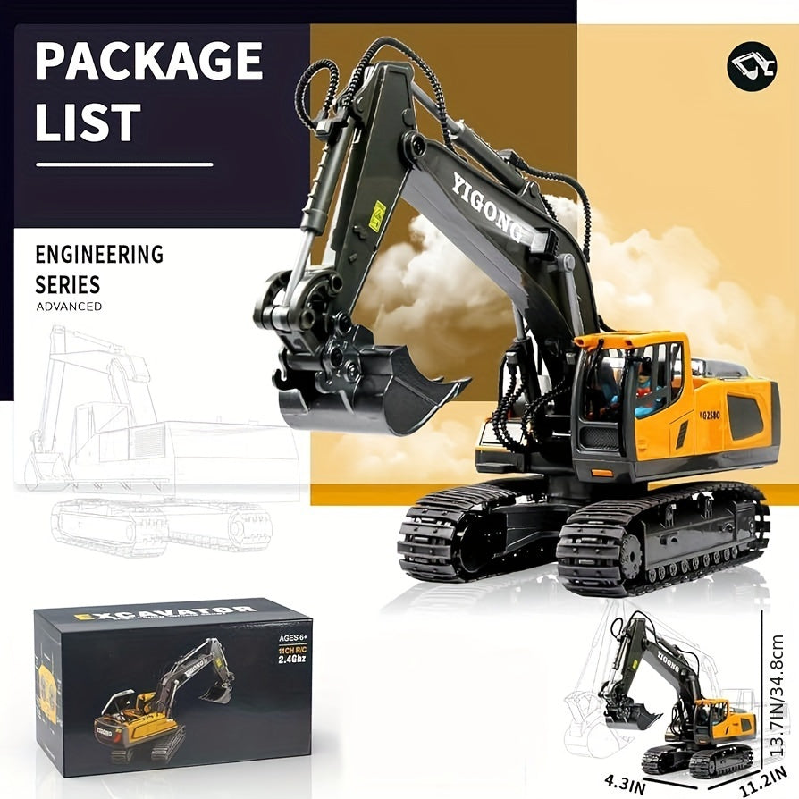 Youngsters' 11-Channel Yellow Remote Control Excavator Toy TJR9R5E