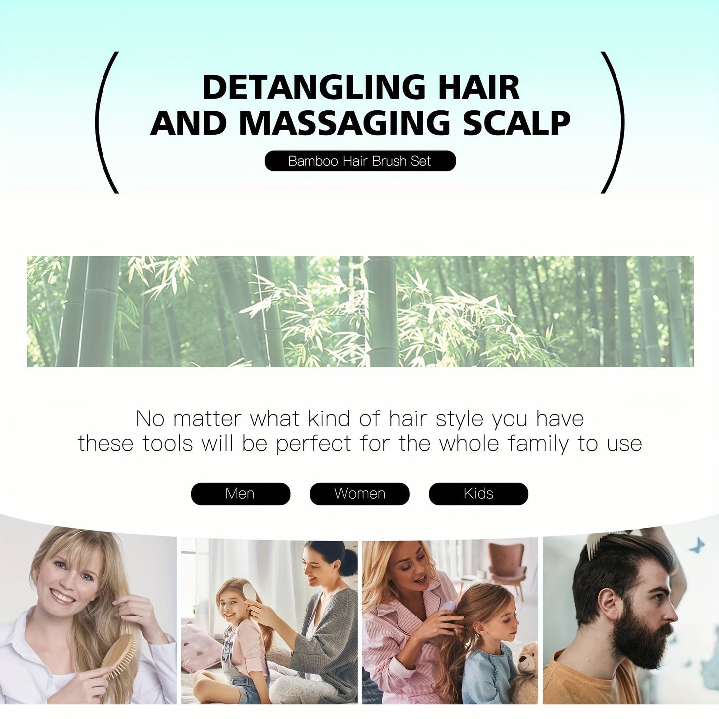 4pcs/Set Bamboo Wooden Hairdressing Comb - TCG8