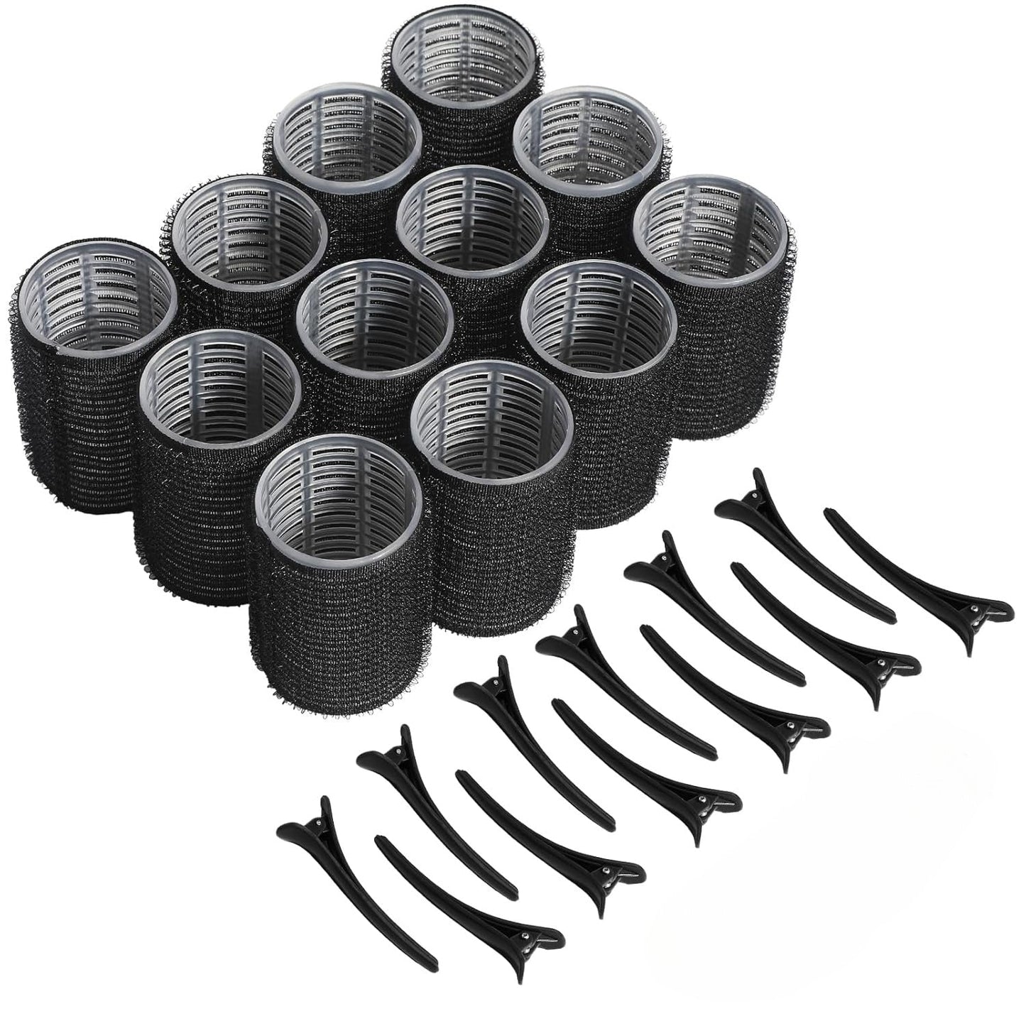 24pcs Self Grip Hair Rollers Set with Folding Pocket Comb and Hairpins - SB2J