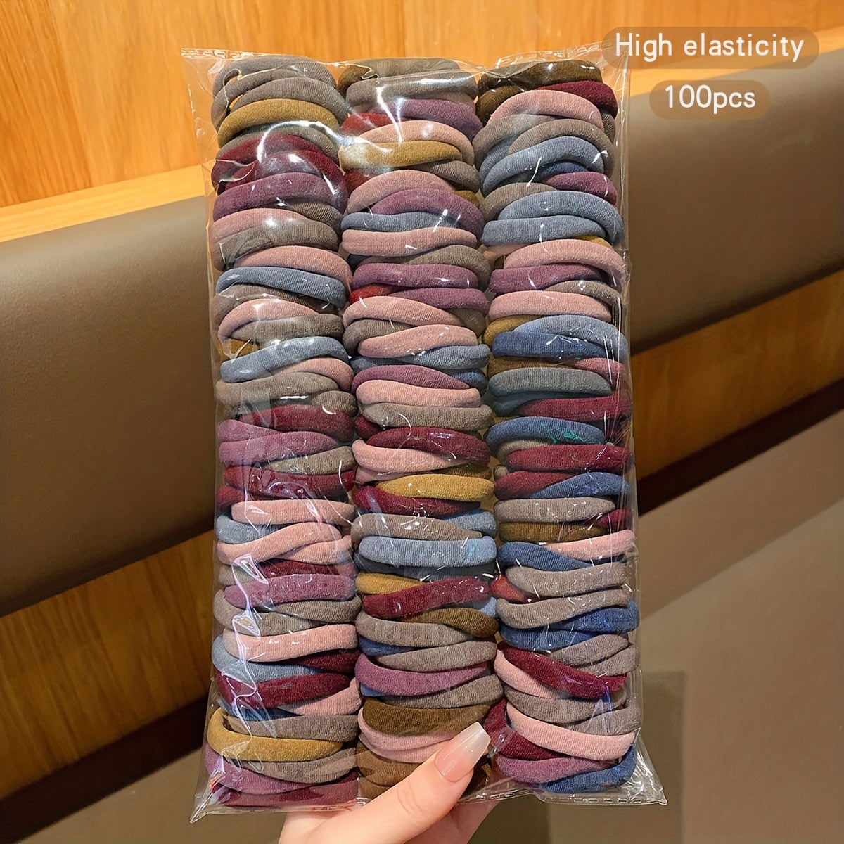 100pcs Vintage Bohemian Jersey Hair Ties - H2SN
