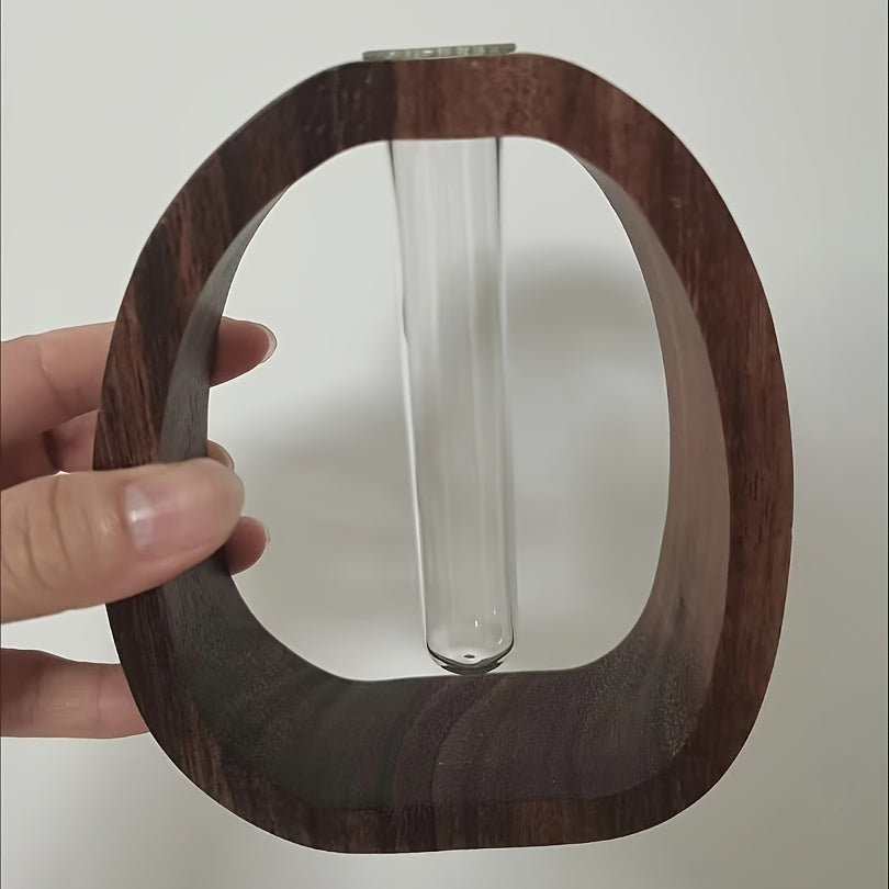 Walnut Geometric Art Vase for Hydroponic Plants TJR5M8P