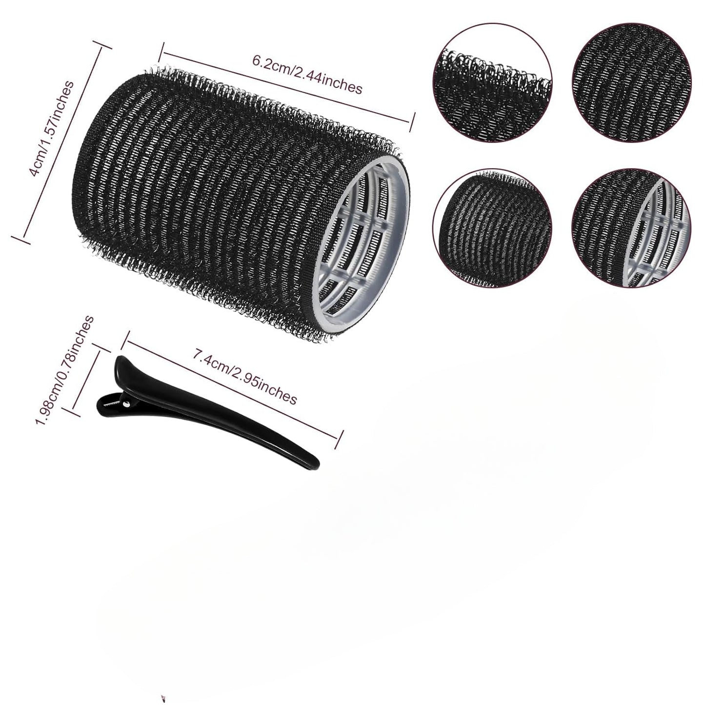 24pcs Self Grip Hair Rollers Set with Folding Pocket Comb and Hairpins - SB2J