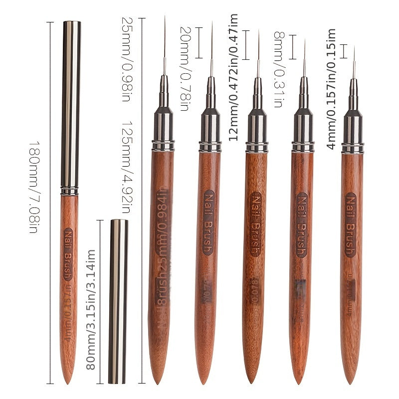 5pcs Solid Sandalwood Nail Brush Set - DJ2N