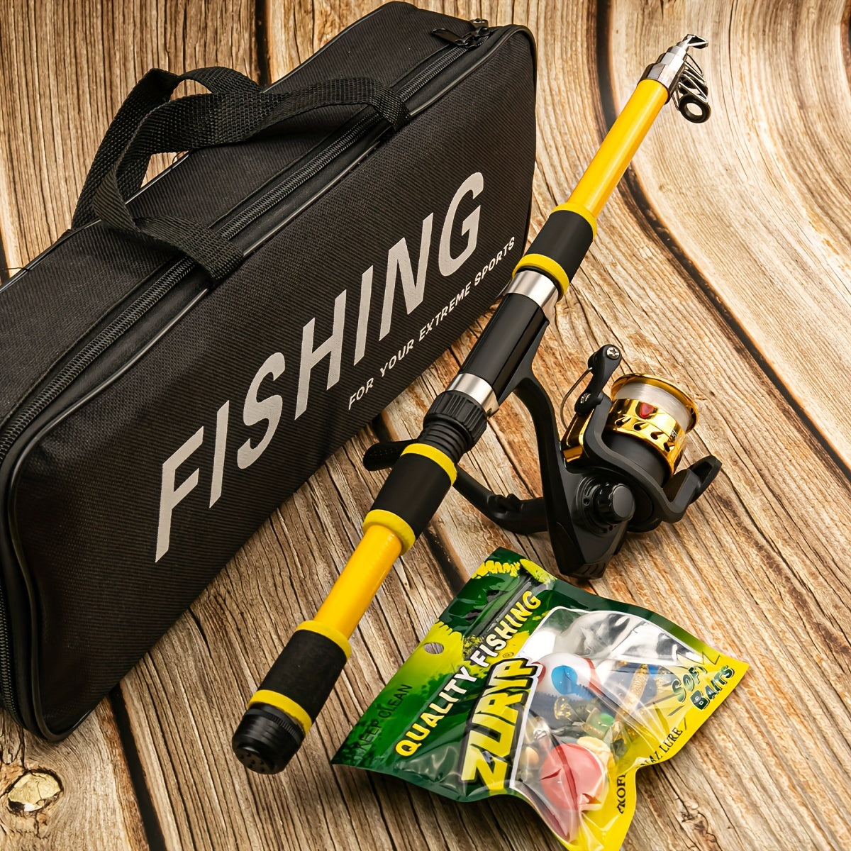 Yellow Fishing Rod Combo with Tackle Bag-CLOG