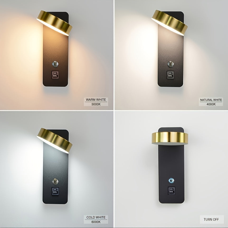 WallMounted Dimmable Reading Lamp with USB Port-2QAE