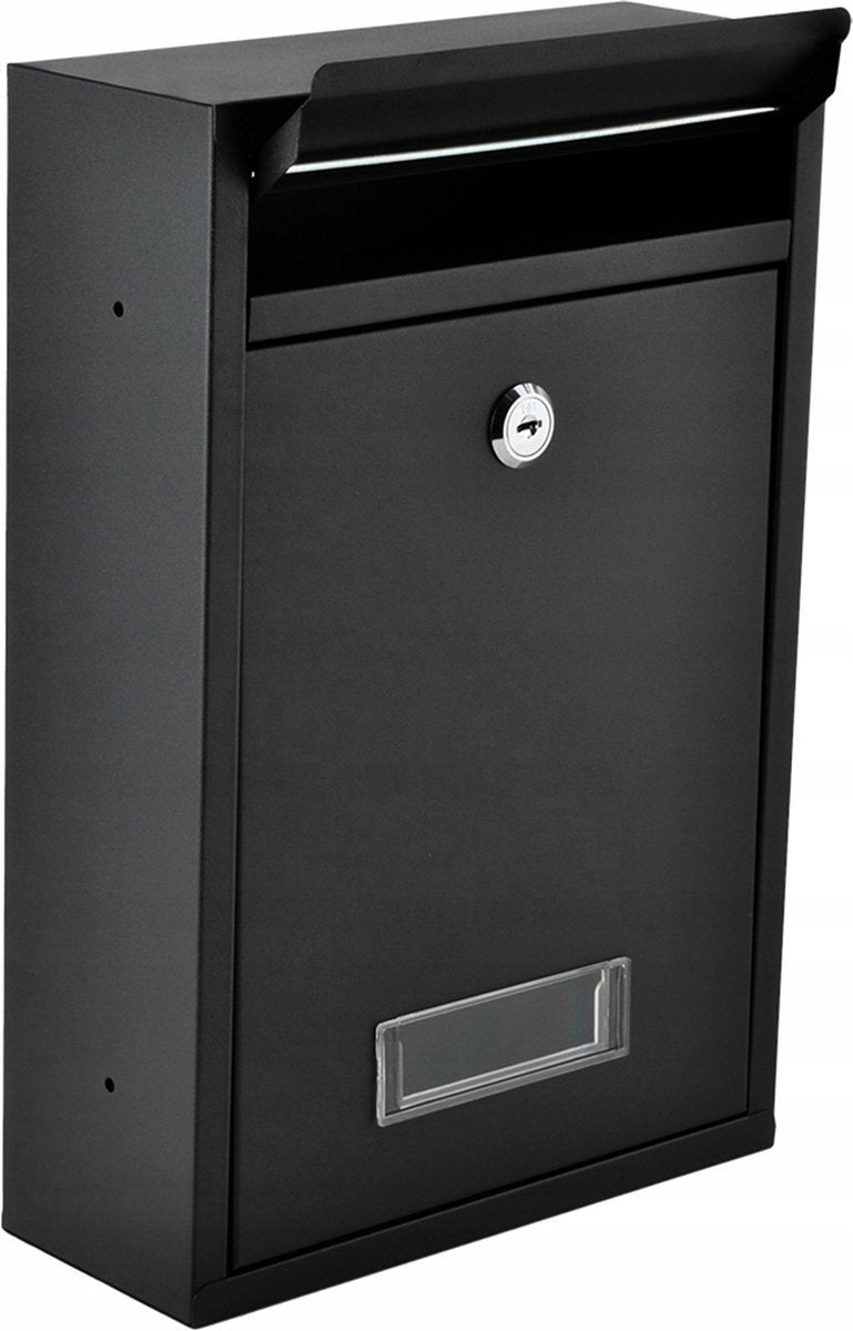brievenbus zwart - 2 sleutels - met bevestigingsklep