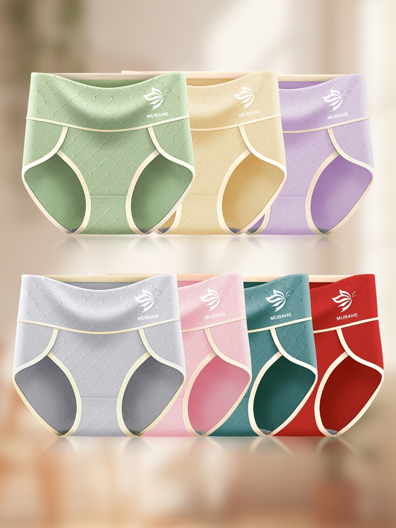 7pcs Women's High Waist Briefs, Solid Color TJR9F2X