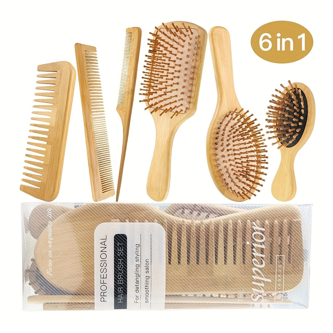 6pcs Hair Brush Comb Set For Men Women - JWN2