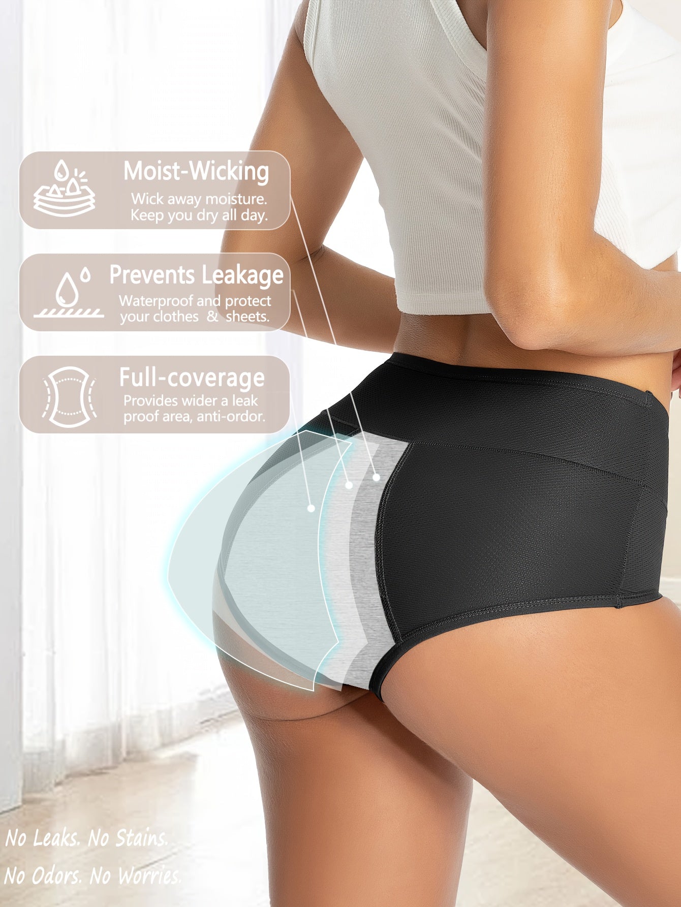 5 Pack Period Underwear, Breathable & Comfortable TJR6R2P