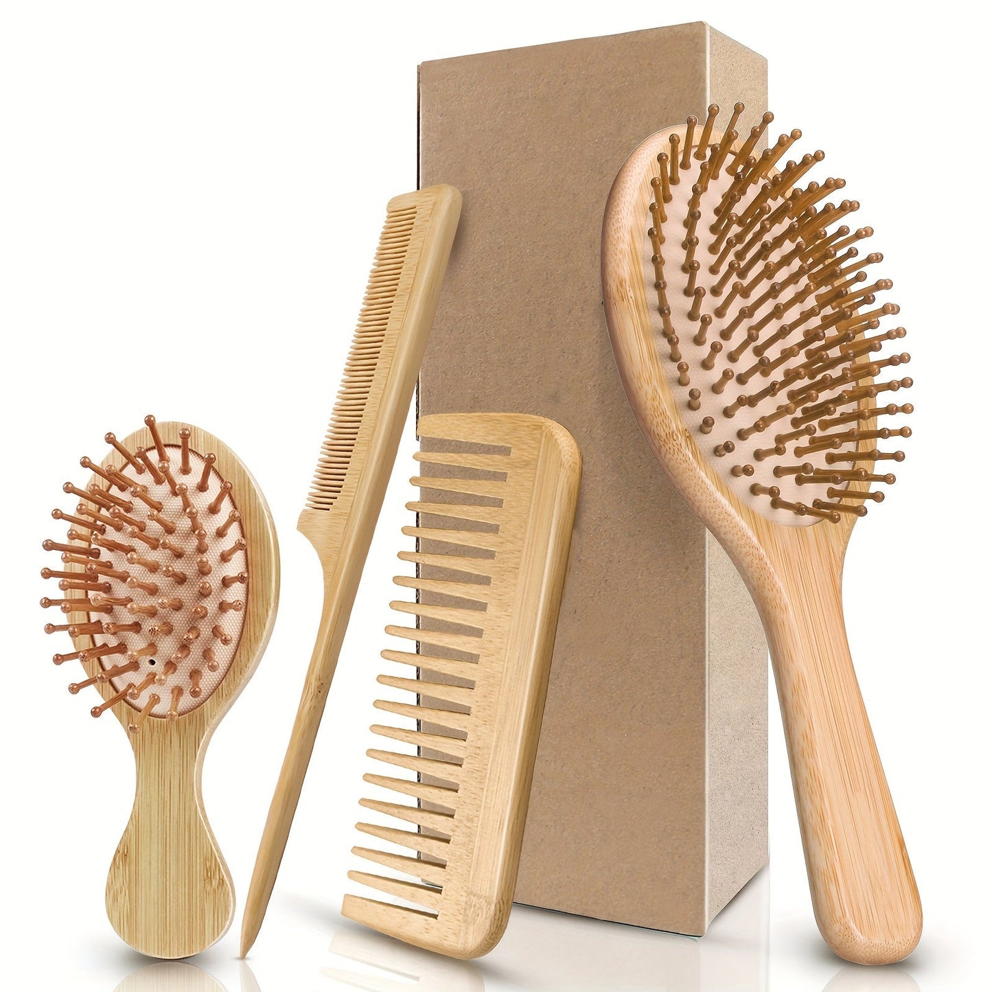 4pcs/Set Bamboo Wooden Hairdressing Comb - TCG8
