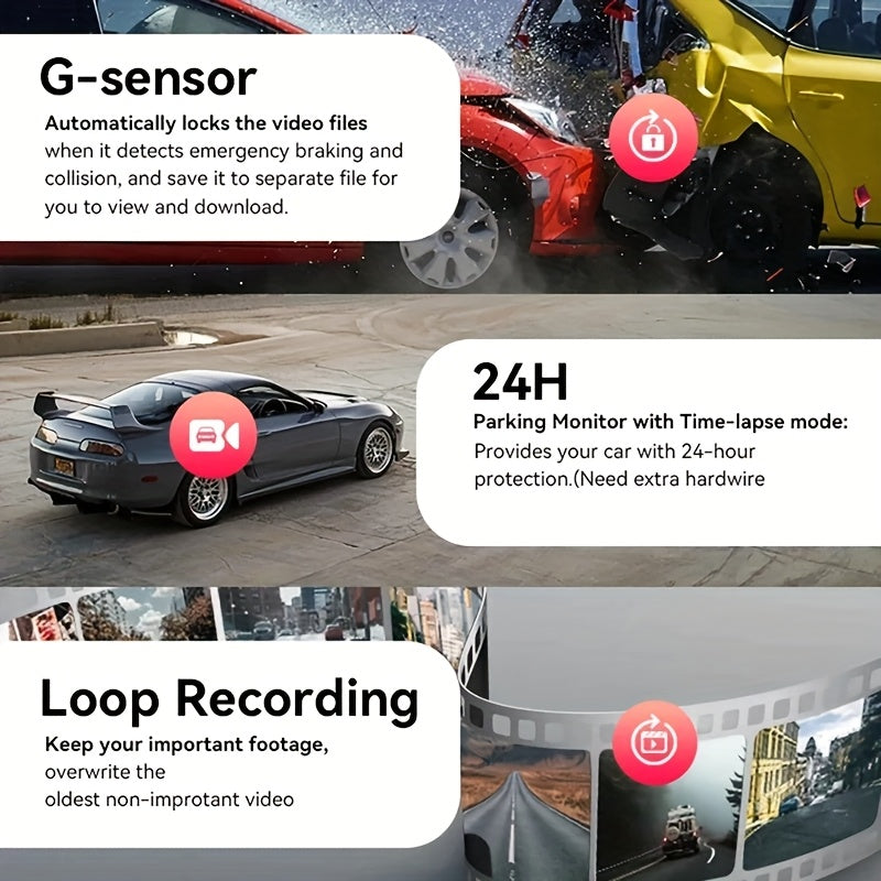 4 Channel 1080P HD Dash Cam, Night Vision, LED Display TJR9G2X