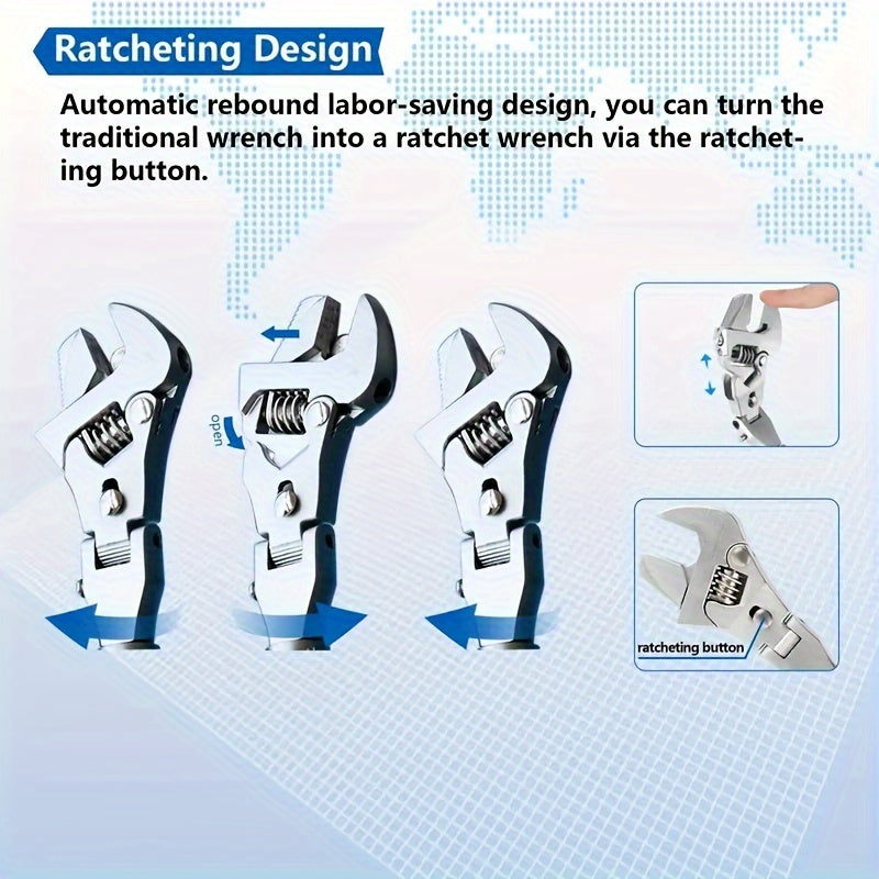 5-in-1 Adjustable Ratcheting Wrench Set, 180° Folding TJR6L3P
