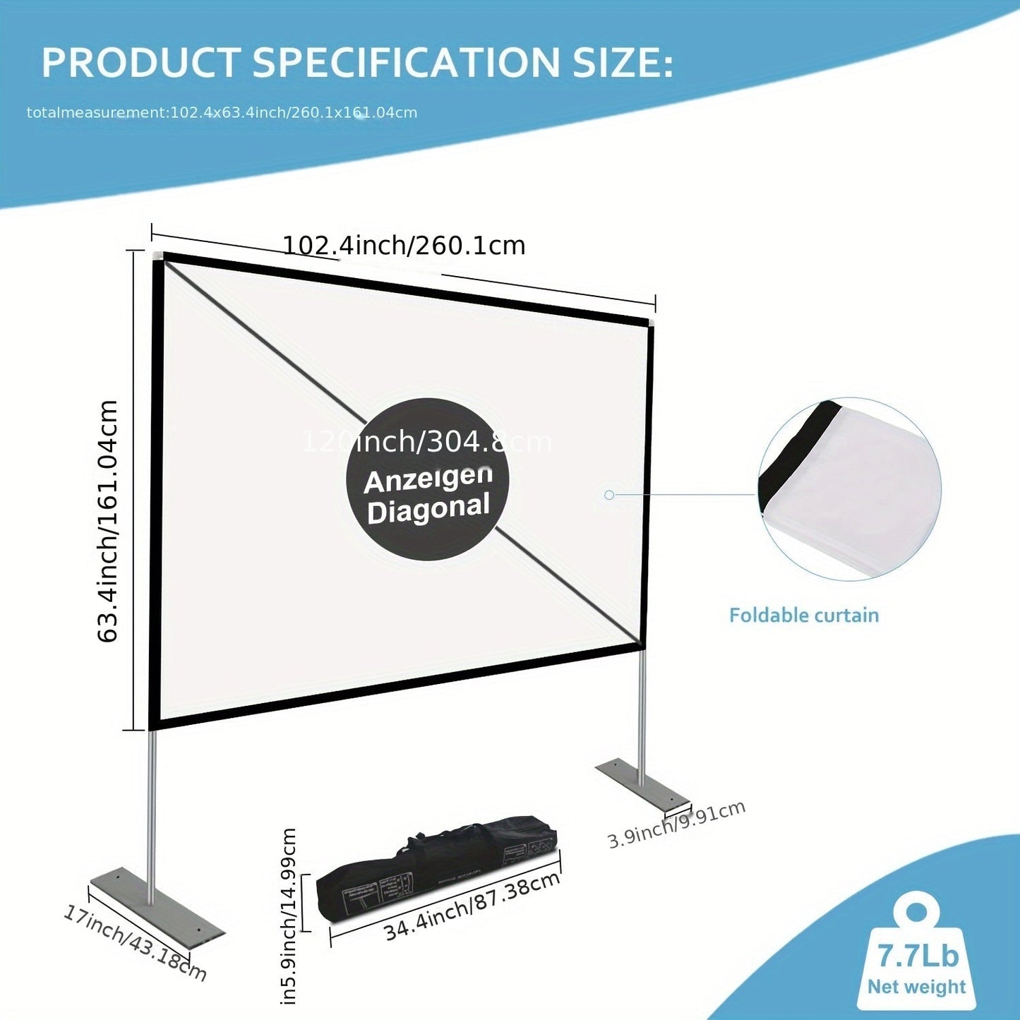 1080P Outdoor Projector Screen with Stand - TJR8Q1M