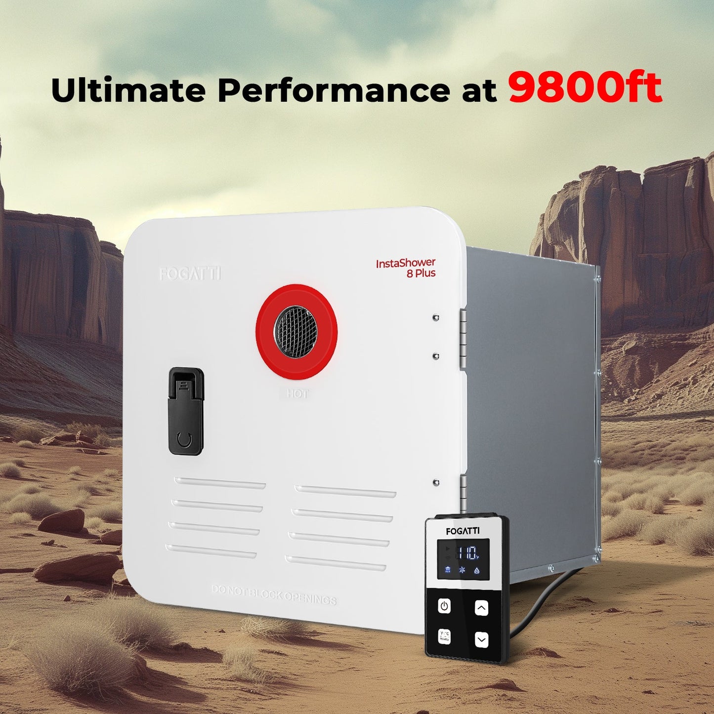 Fogatti InstaShower 8 Plus, 55,000 BTU RV Tankless Water Heater with Door