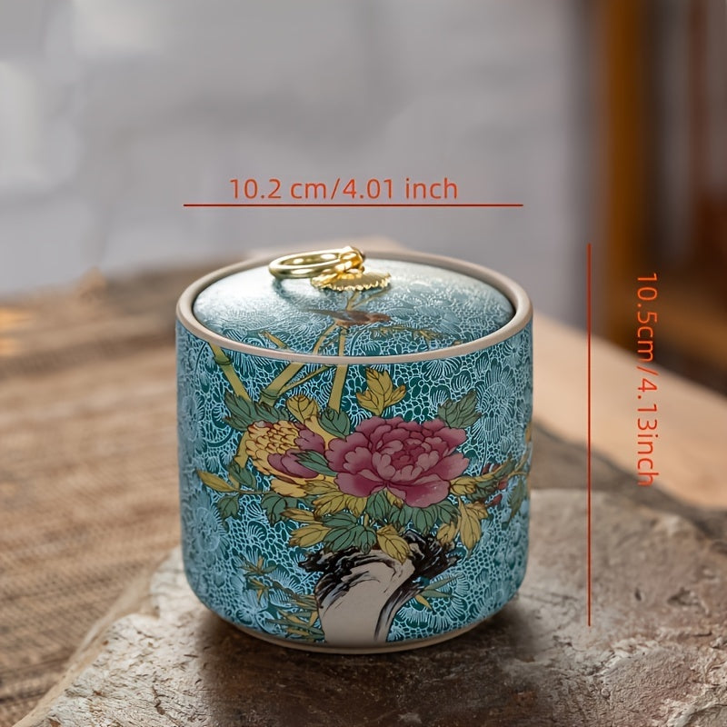 Set of 4 Enamel Glazed Ceramic Tea Storage Jars - WI2N