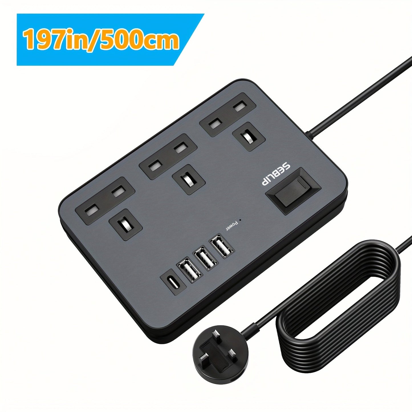 7in1 Flat Plug Power Strip- HMT17PP