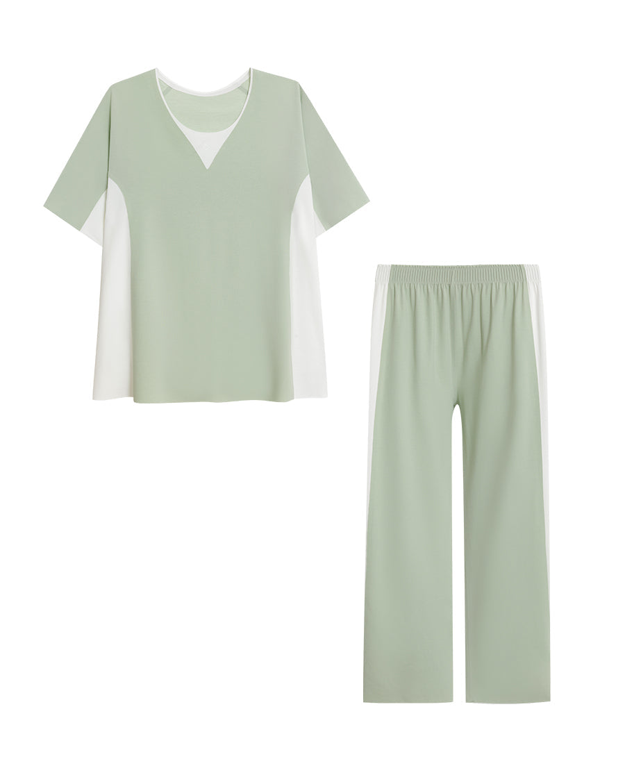 Aimer Short-sleeve Algae Sleepwear Set