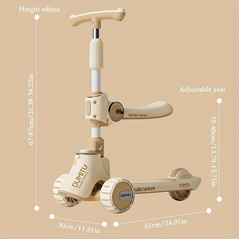 3-in-1 Kids' Scooter with Lights, Foldable & Seat Feature TJR9P6B