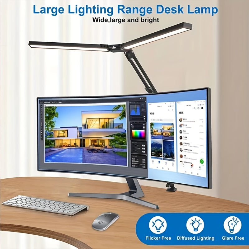 2-in-1 Ultra Wide Double Head LED Desk Lamp - DQB0