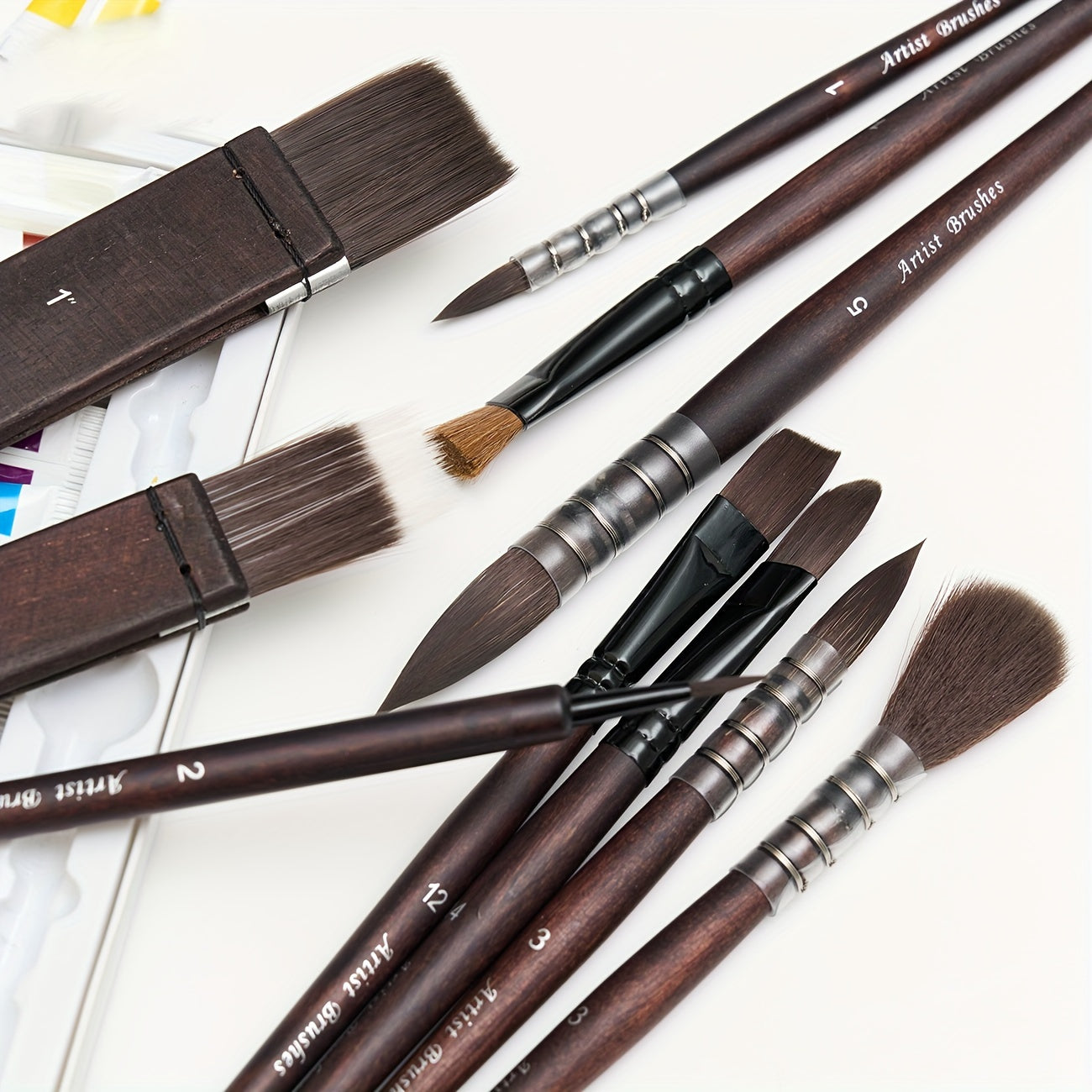 10pcs Professional Synthetic Paint Brush Set for Acrylics - EI2U