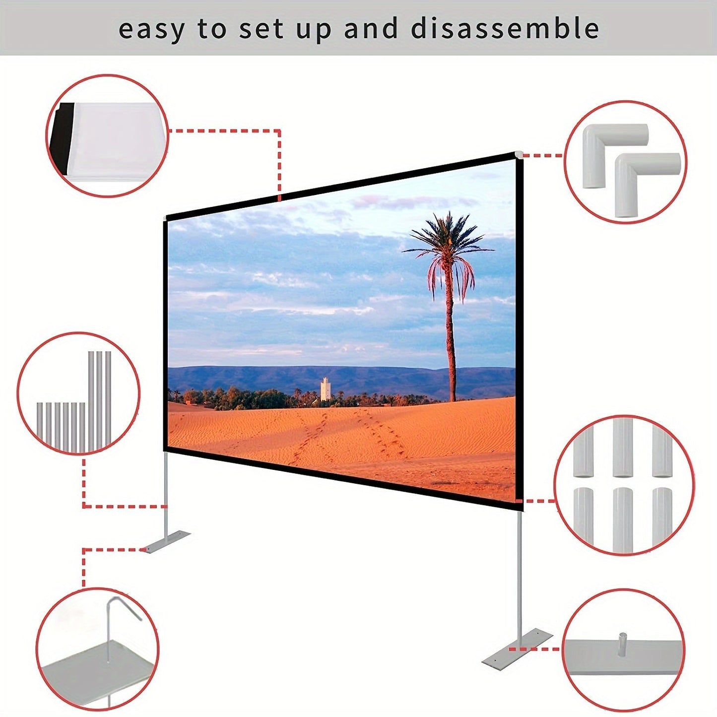 1080P Outdoor Projector Screen with Stand - TJR8Q1M