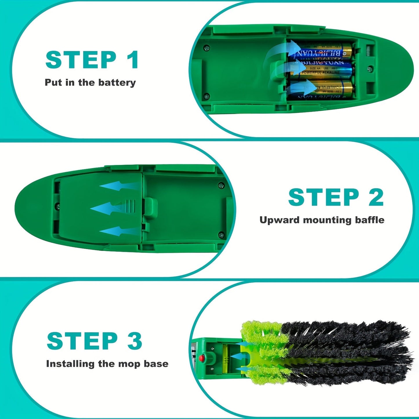 2-in-1 Smart Broom, Battery Powered Rotating Brush TJR8M3F