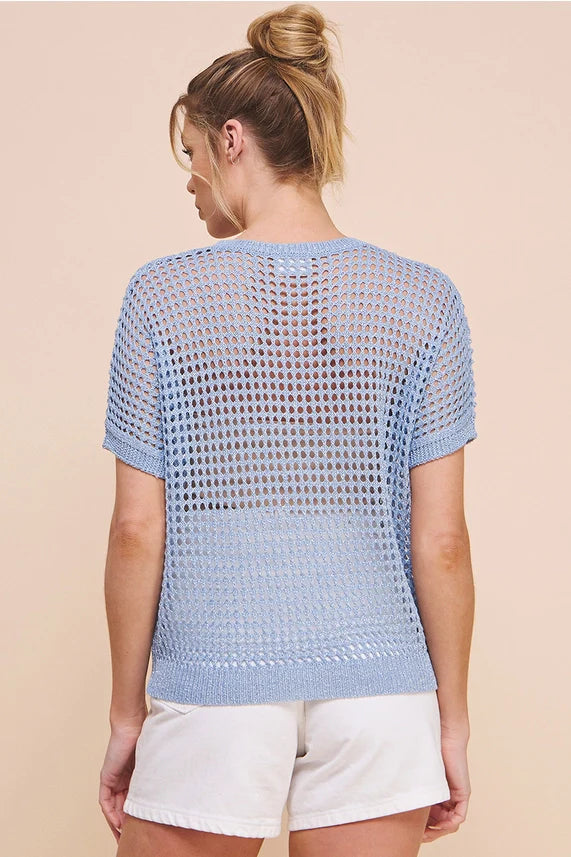 Norah Open Wave Knit Crochet Sweater