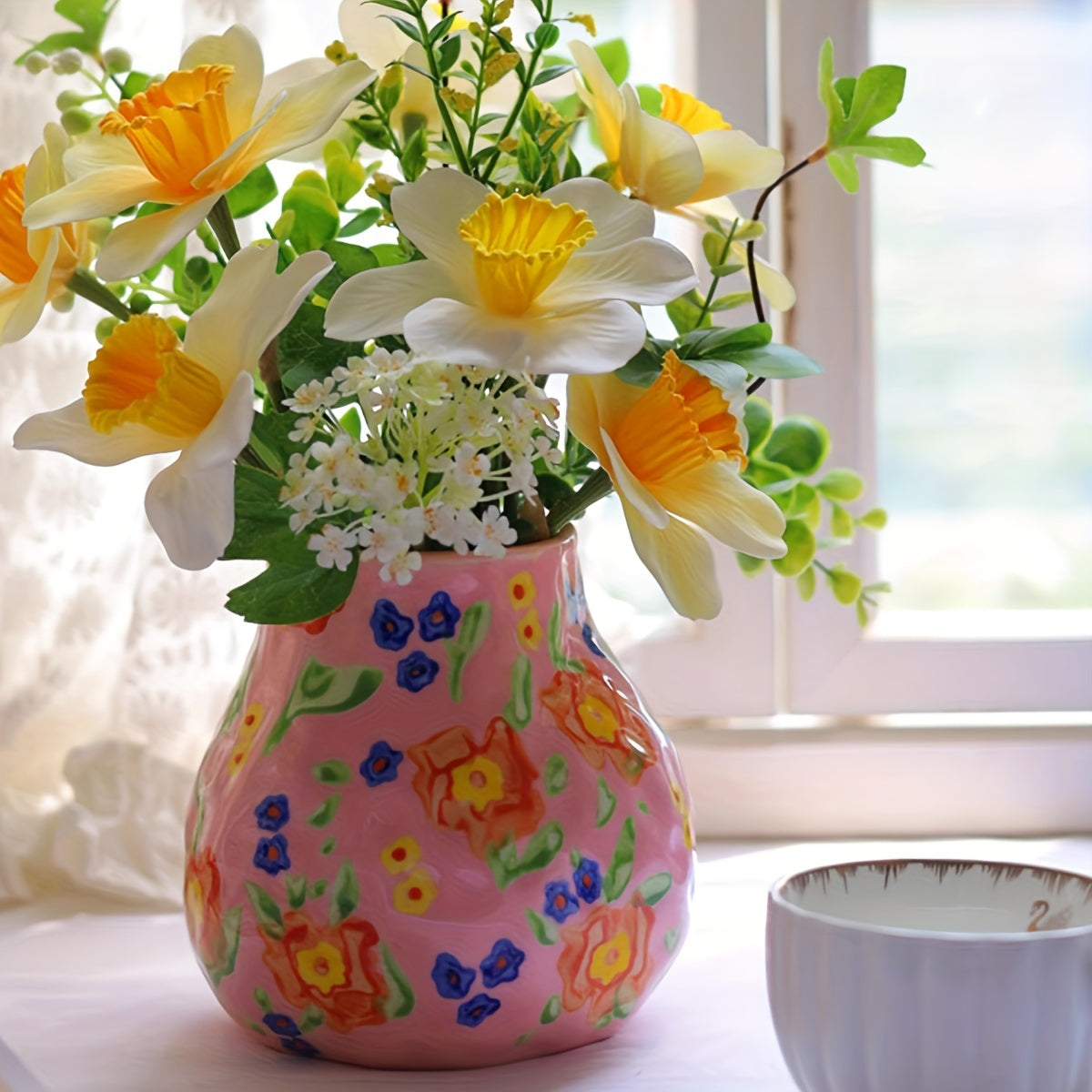 Vintage Floral Ceramic Vase - D2EC