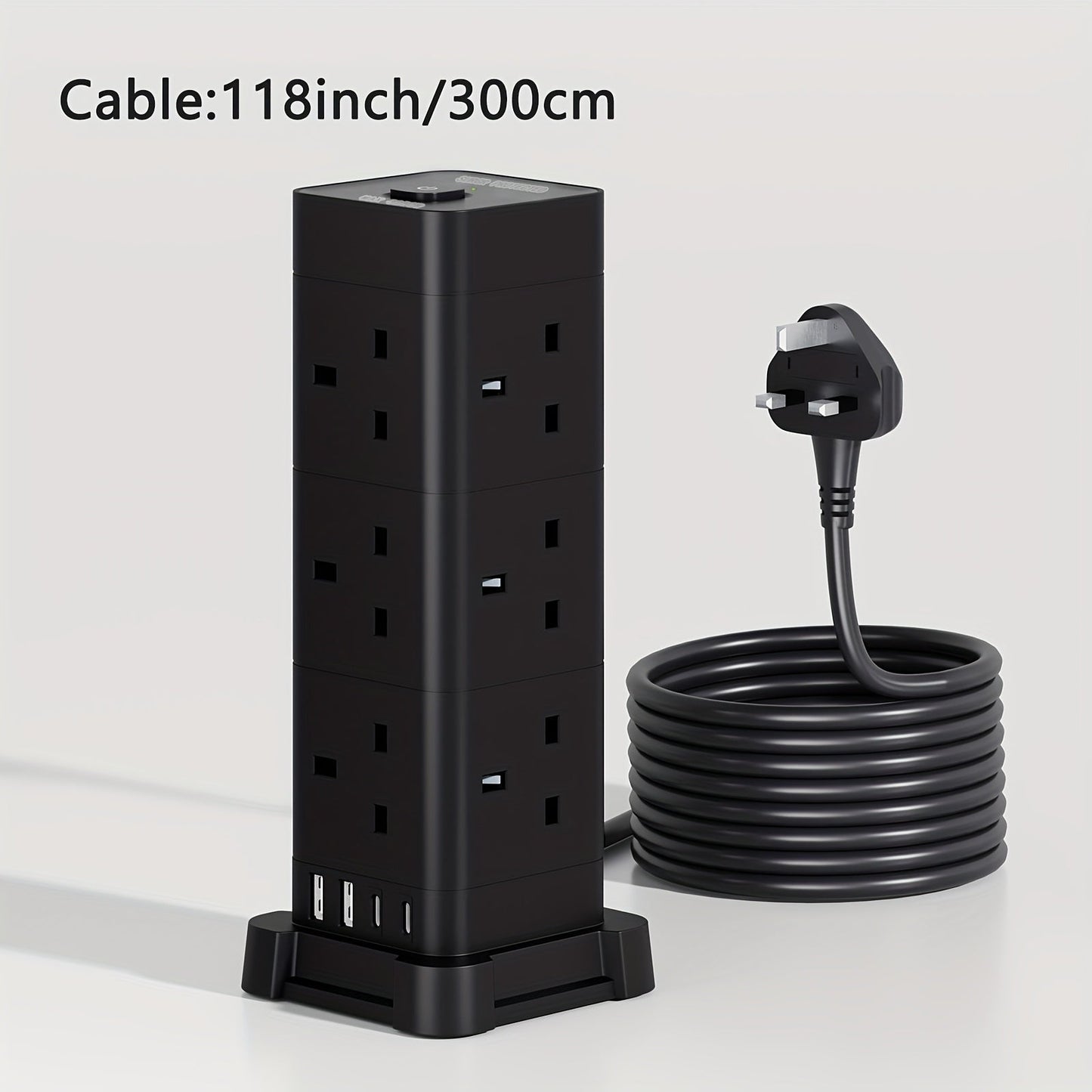 12-Outlet Tower Extension Lead with 4 USB Ports TJR3L6N