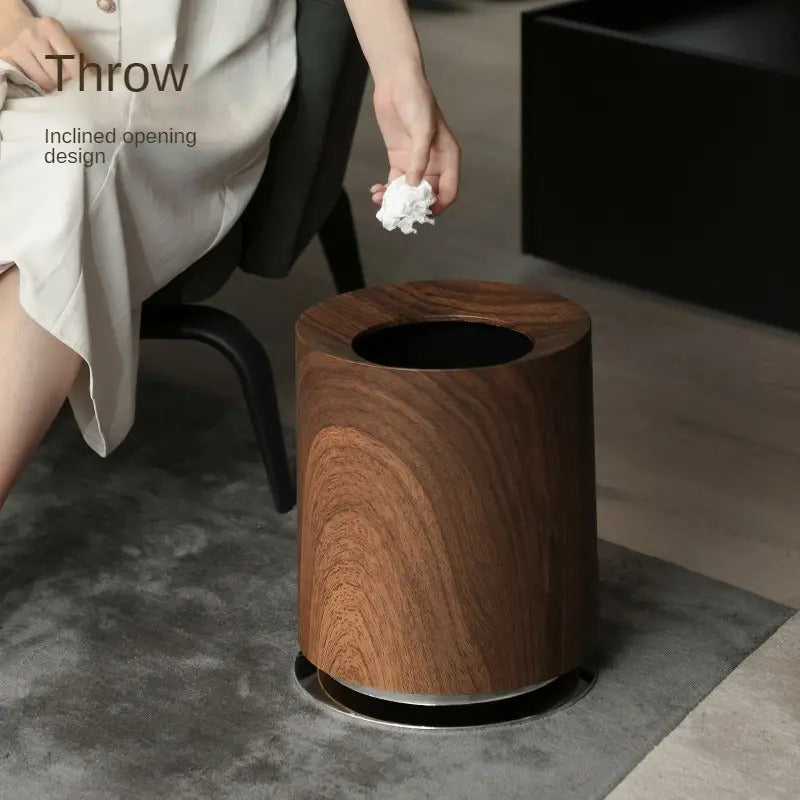 Wood Grain Trash Can, Large Dual-Compartment TJR7L4D