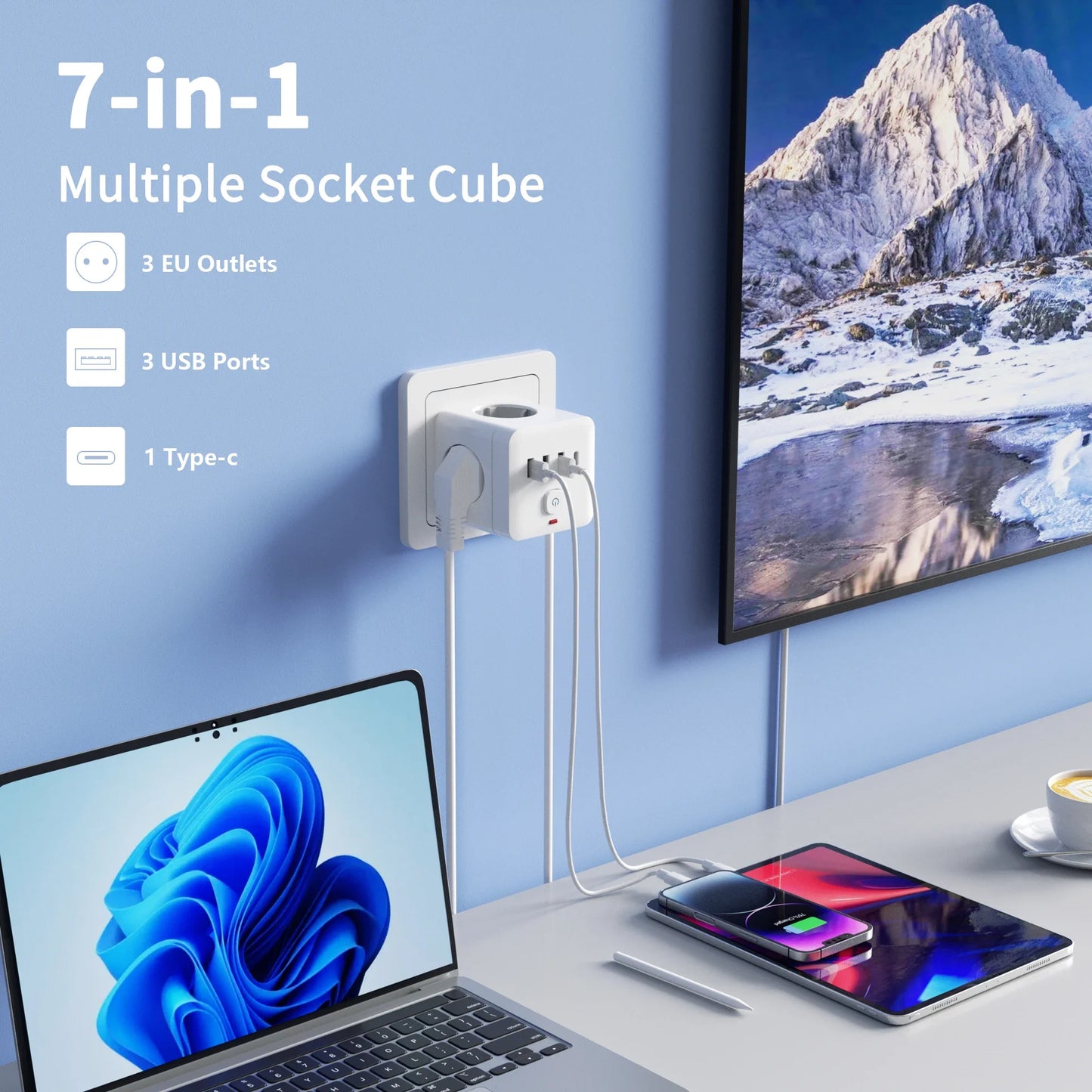 7-in-1 EU Power Strip- HMT15PS