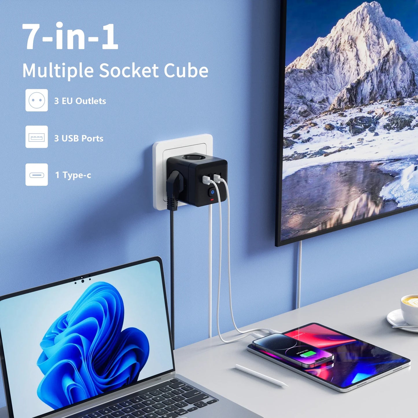 7-in-1 EU Power Strip- HMT15PS