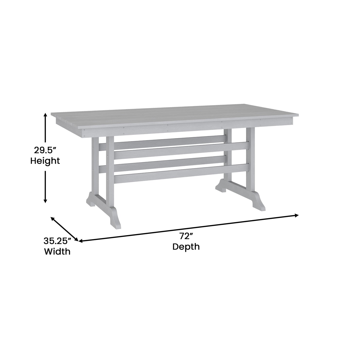 Abraham Commercial Grade Indoor/Outdoor Recycled HDPE Adirondack Dining Table