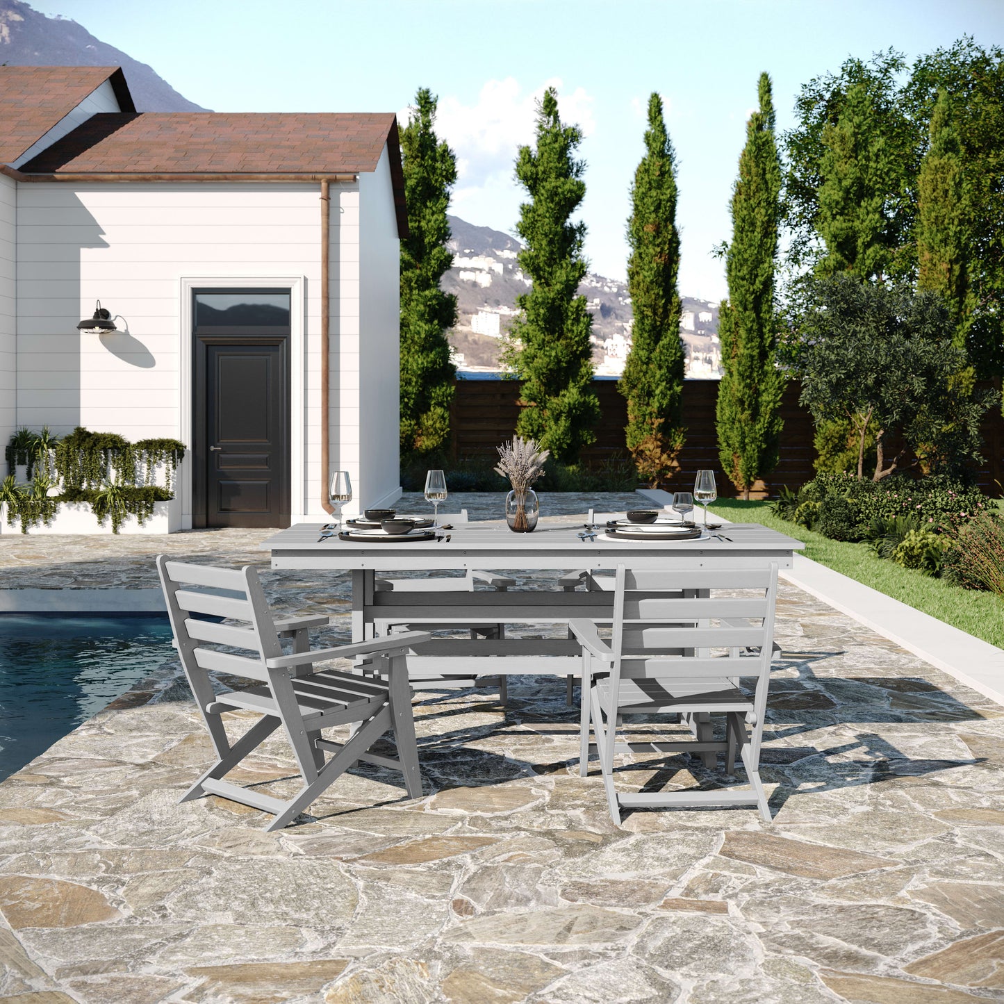 Abraham Commercial Grade Indoor/Outdoor Recycled HDPE Adirondack Dining Table